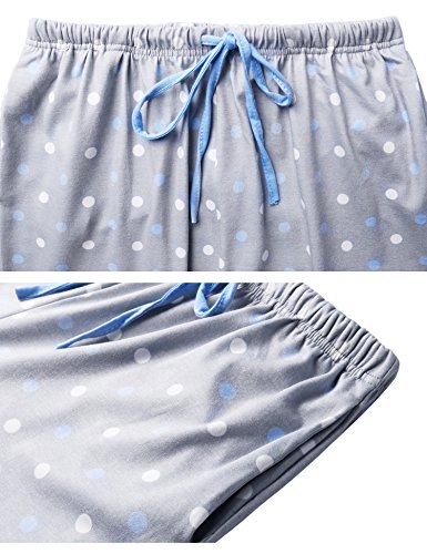 Hawiton Pijama Invierno Mujer Algodon Mangas Larga Pantalon Largo Encaje 2 Piezas Talla Grande