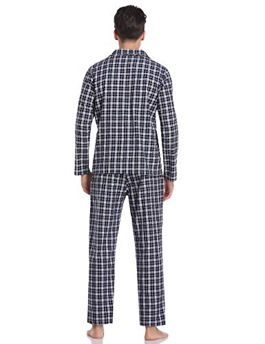 Hawiton Pijamas Hombre Invierno Algodón Pijama Manga Larga Hombres de Cuadros Pantalones Largo