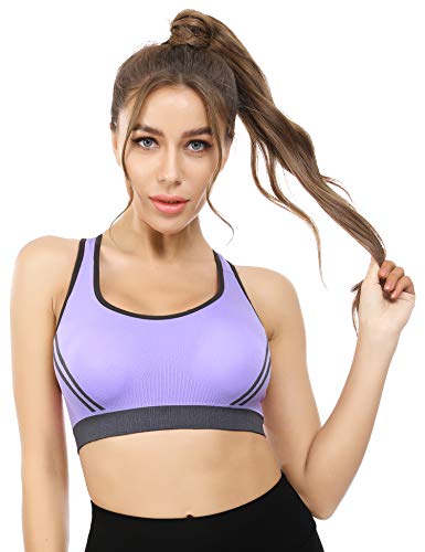 Hawiton Sujetador Deportivo Alto Impacto Mujer Sujetador de Ejercicio Cómodo Bra Deportivo Sujetador Negro Deportivo Niña Sin Costuras Almohadilla Desmontable para Fitness Yoga Pilates Bailar Correr