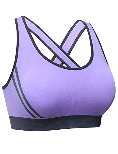 Hawiton Sujetador Deportivo Alto Impacto Mujer Sujetador de Ejercicio Cómodo Bra Deportivo Sujetador Negro Deportivo Niña Sin Costuras Almohadilla Desmontable para Fitness Yoga Pilates Bailar Correr