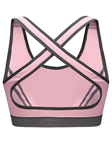 Hawiton Sujetador Deportivo Mujer Sujetador de Soporte Alto Impacto Sin Costuras Desmontable Sujetador Yoga Bra Push up Top Deportivo Sujetador Bustier para Fitness Correr Gimnasio Bailar Negro Niña