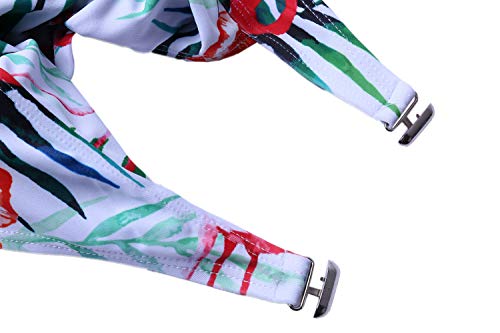 Hawiton Traje de baño de una Pieza de Mujer Halter Traje de baño de Monokini de Espalda Baja Criss Cross Flora