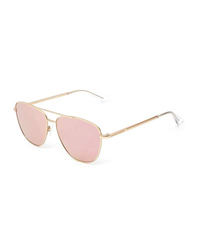 HAWKERS · Gafas de Sol Lax Rose Gold, para Hombre y Mujer, estilo aviador con estructura metálica dorada y lentes con efecto espejo oro rosado, Protección UV400