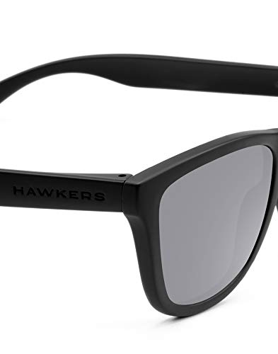 HAWKERS Gafas de Sol ONE Carbon Black, para Hombre y Mujer, con Montura Negra Mate y Lente Plata Efecto Espejo, Protección UV400