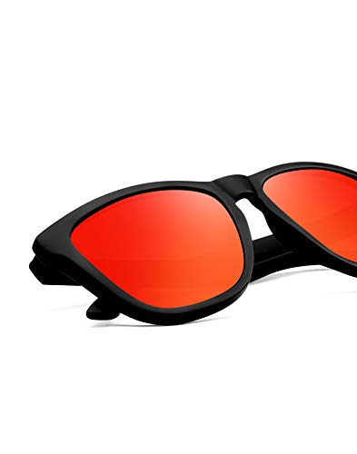 HAWKERS Gafas de Sol ONE Carbon Black, para Hombre y Mujer, con Montura Negra Mate y Lente Roja Efecto Espejo, Protección UV400