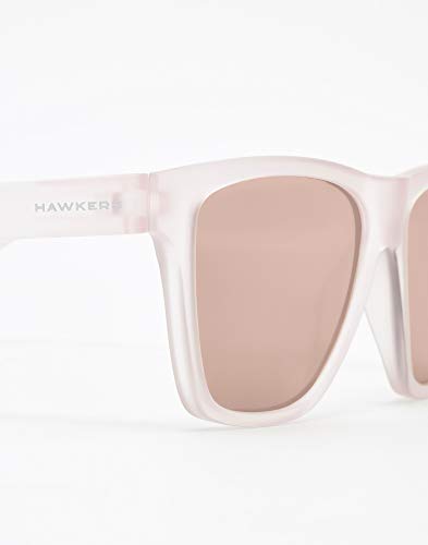HAWKERS · Gafas de Sol ONE LS Rose Gold, para Hombre y Mujer, con montura rosa translúcido mate y lentes rosas con efecto espejo, Protección UV400