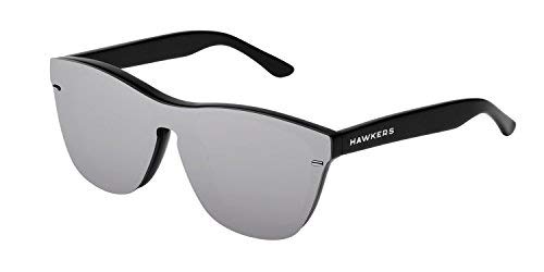 HAWKERS · Gafas de Sol ONE Venm Hybrid Chrome, para Hombre y Mujer, con montura negra acabado brillo y lente de máscara gris con efecto espejo, Protección UV400