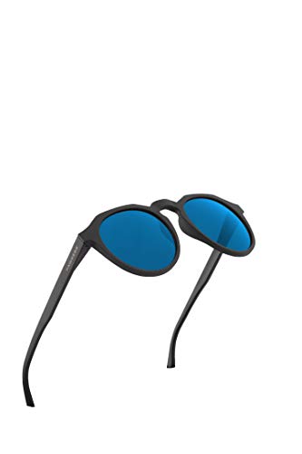 HAWKERS · Gafas de Sol Warwick Carbon Black, para Hombre y Mujer, un clásico renovado que combina montura en negro mate y lentes azules con efecto espejo, Protección UV400