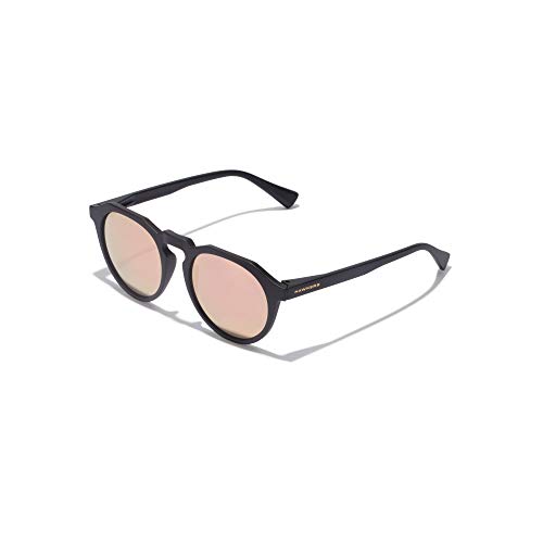 HAWKERS · Gafas de Sol Warwick Carbon Black, para Hombre y Mujer, un clásico renovado que combina montura en negro mate y lentes espejadas rosa dorado, Protección UV400
