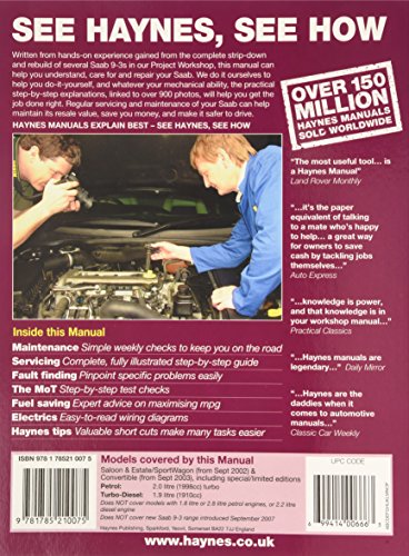 Haynes Publishing: Saab 9-3 Service And Repair Manual