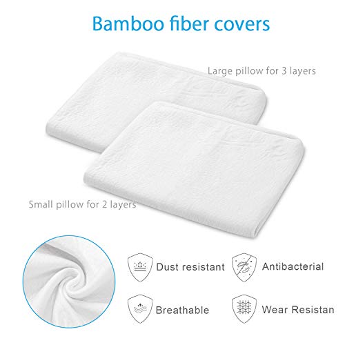 HB life Almohada Viscoelastica, Almohada Espuma de Memoria con Altura Ajustable Gel Disipador de Calor Diseño Ergonómico Reduce Dolores Cervicales con 2 Fundas de Bambú,4 Diferentes Alturas