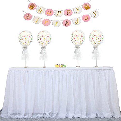 HBBMAGIC 3 Capas de Malla mullida Tabla de tutú Falda de vajilla de Tul para la Fiesta de Bodas de cumpleaños Decoración para el hogar (183cm x76cm, Blanco)