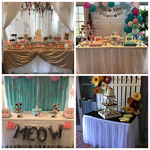 HBBMAGIC 3 Capas de Malla mullida Tabla de tutú Falda de vajilla de Tul para la Fiesta de Bodas de cumpleaños Decoración para el hogar (183cm x76cm, Blanco)
