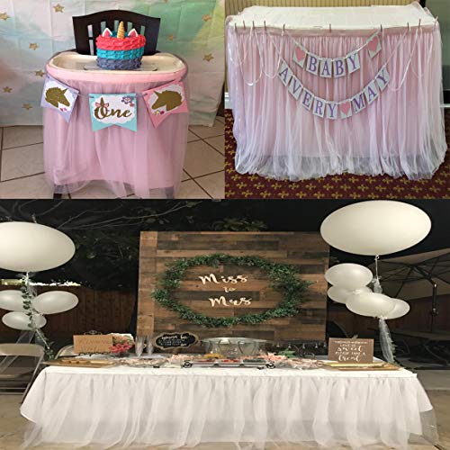 HBBMAGIC 3 Capas de Malla mullida Tabla de tutú Falda de vajilla de Tul para la Fiesta de Bodas de cumpleaños Decoración para el hogar (183cm x76cm, Rosado)