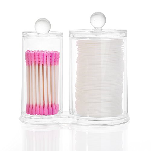 HBF Organizador Maquillaje Acrilico Organizador Bastoncillos Maquillaje con Tapa Caja para Discos Algodón