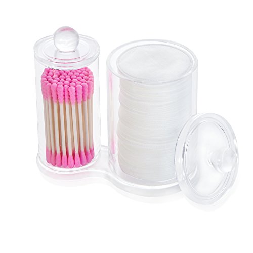 HBF Organizador Maquillaje Acrilico Organizador Bastoncillos Maquillaje con Tapa Caja para Discos Algodón