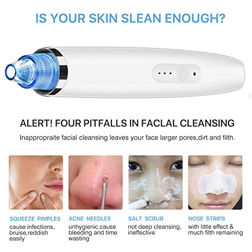 HBF USB Removedor Puntos Negros Quita Espinillas Electrico Limpiador De Poros Electrico Aparato Sacar Acné Comedones