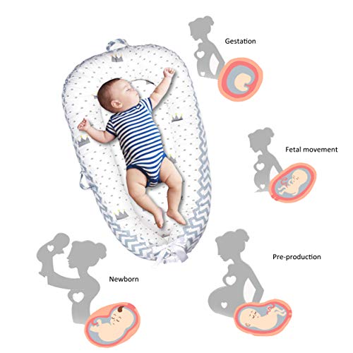 Hbitsae Cama Nido de Bebé Recién Nacido para Acurrucarse, Reductor Protector de Cuna Cama de Viaje, para Dormir Baby Nest Nido bebé Reductor De Cuna Reversible Capullo Multifuncional de Baby