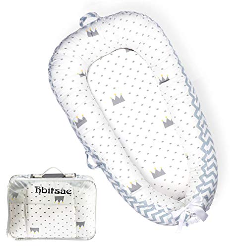 Hbitsae Cama Nido de Bebé Recién Nacido para Acurrucarse, Reductor Protector de Cuna Cama de Viaje, para Dormir Baby Nest Nido bebé Reductor De Cuna Reversible Capullo Multifuncional de Baby
