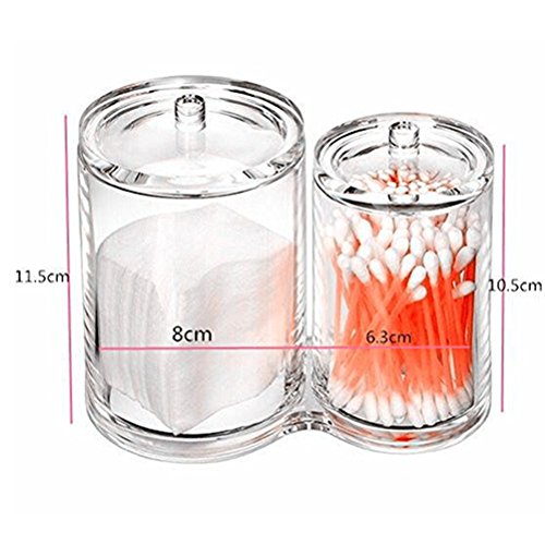 HBlife Caja Doble con Tapa de almacenaje de bastoncillos y Discos desmaquillantes de algodón