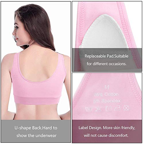 HBselect 3 Piezas Sujetador Embarazo Algodón Sin Aros Sujetador De Lactancia Sujetadores para Premamá para Mejorar Dormir (3 Color Negro Blanco Rosa, L)