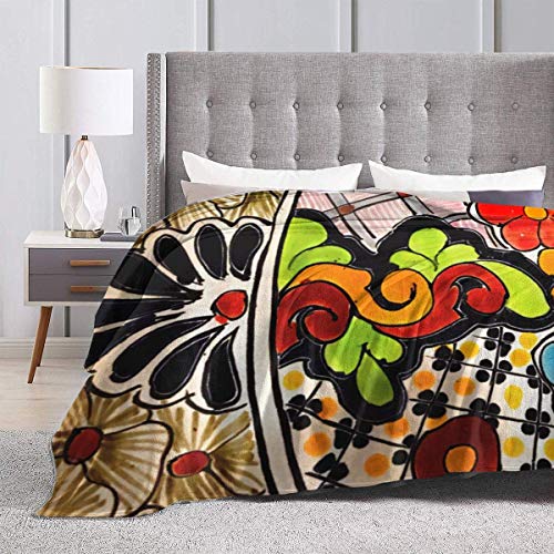 Hdadwy Manta de Tiro, acogedora Manta de vellón, Regalo cálido, súper Suave y Confortable para niños y Adultos, 152 cm x 127 cm, Hermosa Talavera roja y Verde