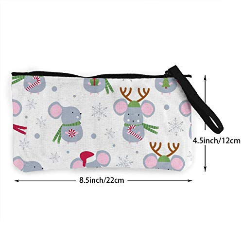 Hdadwy Monedero con Cremallera de Lona de ratón Lindo ratón de Navidad, Bolso de Maquillaje Personalizado para Dama, Bolso, Maleta, Accesorios para Mujer