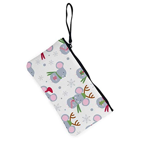 Hdadwy Monedero con Cremallera de Lona de ratón Lindo ratón de Navidad, Bolso de Maquillaje Personalizado para Dama, Bolso, Maleta, Accesorios para Mujer