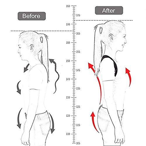 HDHL Corrector Postura Órtesis de Postura de la clavícula Soporte para la Espalda del niño Adulto viga del cinturón órtesis ortopédica órtesis corrección del Hombro M Negro