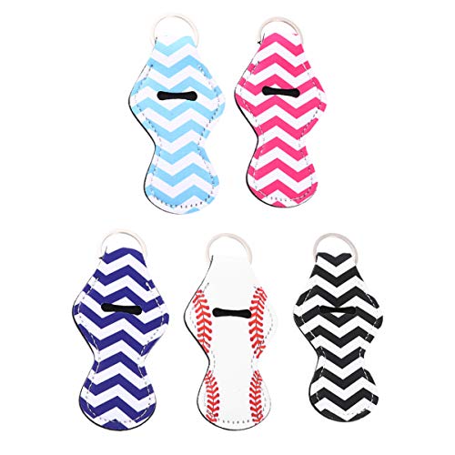 Healifty 5Pcs Llaveros de Manga Chapstick Soporte para Bálsamo Labial Bolsa para Soporte de Lápiz Labial Accesorios de Viaje con Anillo en D de Plástico