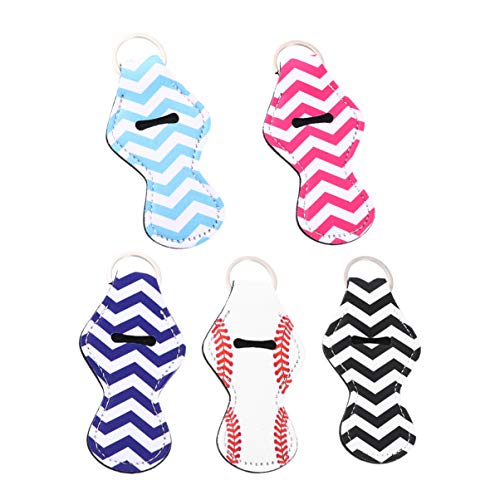 Healifty 5Pcs Llaveros de Manga Chapstick Soporte para Bálsamo Labial Bolsa para Soporte de Lápiz Labial Accesorios de Viaje con Anillo en D de Plástico