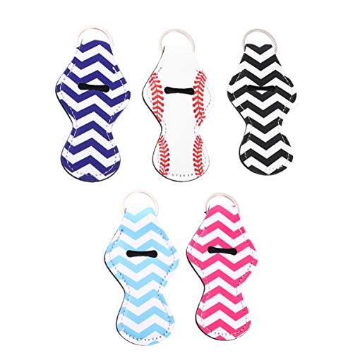 Healifty 5Pcs Llaveros de Manga Chapstick Soporte para Bálsamo Labial Bolsa para Soporte de Lápiz Labial Accesorios de Viaje con Anillo en D de Plástico