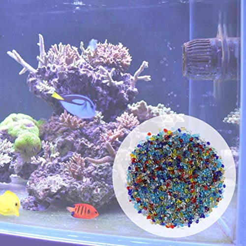 Healifty Gemas de Vidrio Cuentas Vidrio Decorativo Arena Roca Coloful Piedras de Cristal para acuarios terrarios jarrones de Vidrio jarrones de Vidrio 0.44 LB / 200g