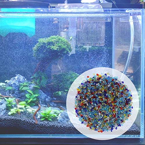 Healifty Gemas de Vidrio Cuentas Vidrio Decorativo Arena Roca Coloful Piedras de Cristal para acuarios terrarios jarrones de Vidrio jarrones de Vidrio 0.44 LB / 200g