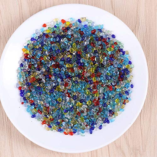 Healifty Gemas de Vidrio Cuentas Vidrio Decorativo Arena Roca Coloful Piedras de Cristal para acuarios terrarios jarrones de Vidrio jarrones de Vidrio 0.44 LB / 200g