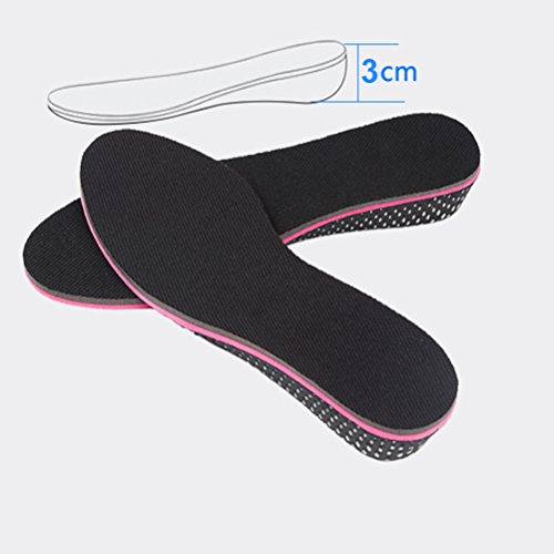 Healifty Par de Plantillas para Pie Plano Plantillas para Zapatos con Alzas Elevadora 3CM de EVA Invisible para Mujer y Hombre Negro y Rojo