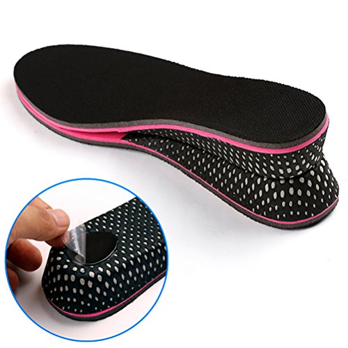 Healifty Par de Plantillas para Pie Plano Plantillas para Zapatos con Alzas Elevadora 3CM de EVA Invisible para Mujer y Hombre Negro y Rojo