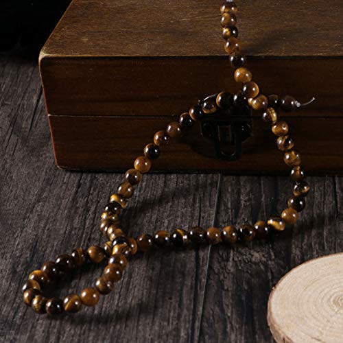 Heallily 60 piezas ab cuentas de ojo de tigre natural cuentas de piedra sueltas redondas para joyería que hace collares pulseras aretes artesanías 6 mm