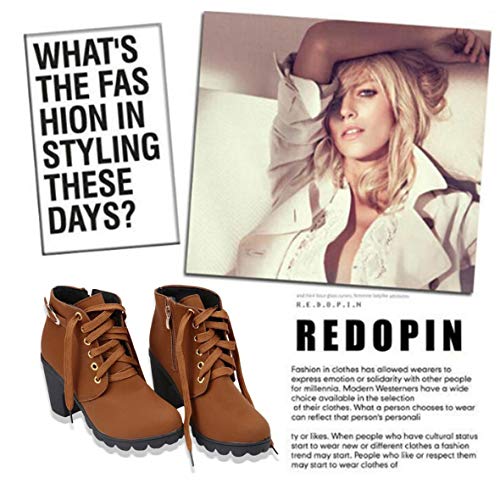 Heaviesk Moda Chica Mujer Tacón Alto con Cordones Cremallera Lateral Hebilla Botines Bombas de Invierno Zapatos de Gamuza Fiesta Femenina Altura Media Pantorrilla