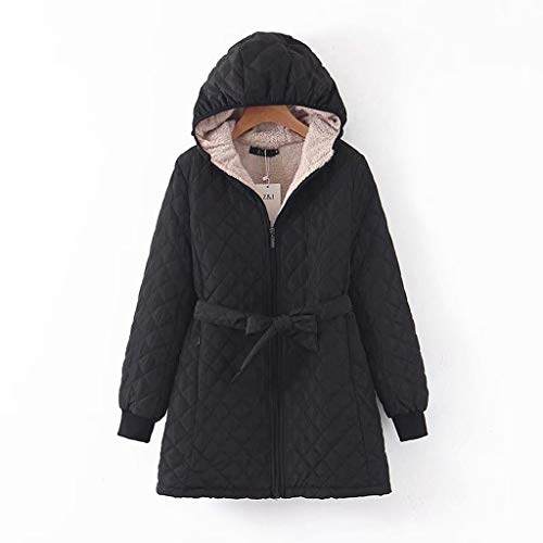 Hebilla de Cuerno de Manga Larga con Capucha Casual de Moda para Mujer con Chaqueta de Bolsillo Abrigos Traje de AlgodóN Regular para Mujer MáS Cremallera Cremallera Chaqueta CáLida de Color SóLido