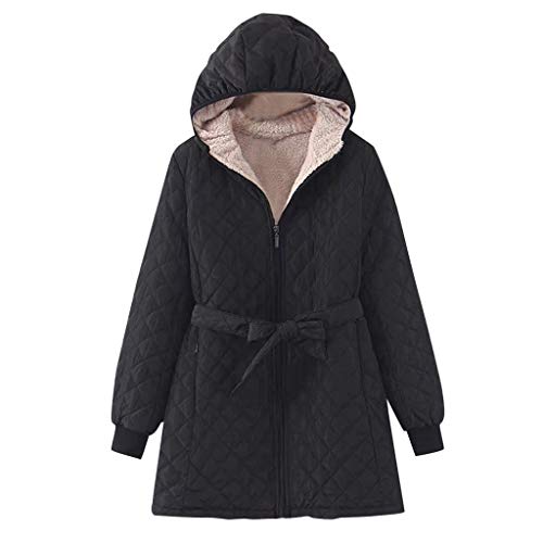 Hebilla de Cuerno de Manga Larga con Capucha Casual de Moda para Mujer con Chaqueta de Bolsillo Abrigos Traje de AlgodóN Regular para Mujer MáS Cremallera Cremallera Chaqueta CáLida de Color SóLido