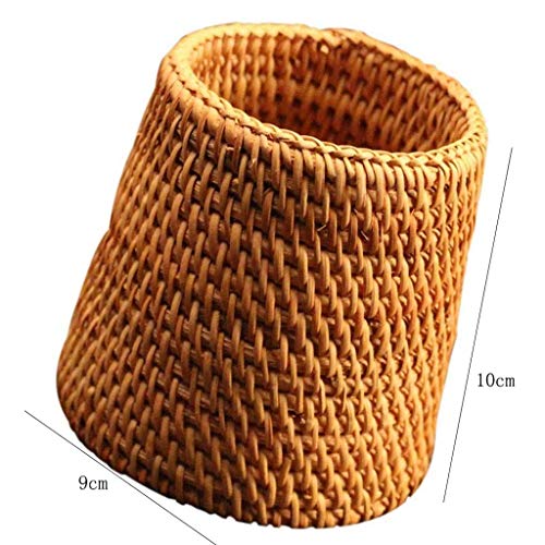 Hecho a mano de ratán titular de la pluma, la caja de cepillo del maquillaje del titular de la rota titular de la pluma, la ceremonia del té ahumado Almacenamiento Cubo, juego de té Accesorios Redondo