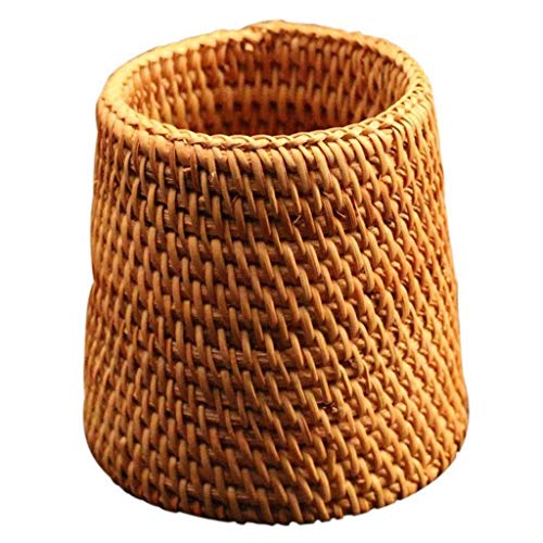 Hecho a mano de ratán titular de la pluma, la caja de cepillo del maquillaje del titular de la rota titular de la pluma, la ceremonia del té ahumado Almacenamiento Cubo, juego de té Accesorios Redondo