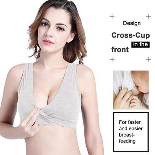 heekepk Suave Sujetador de Lactancia Algodon Cómodo Sujetador de Embarazo para Dormir y Amamantar Las Mujeres para el Embarazo
