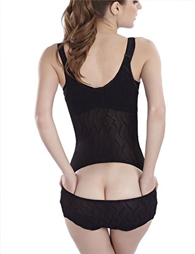 heekpek Faja Reductora Mujer Abdomen con Gancho Camiseta Moldeadora Faja Reductora de Abdomen y Cintura Body Shaper Efecto Push Up Fácil para el Baño (Negro, XXL/Cintura: 37-39 Inch)