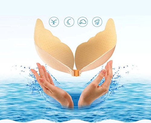 heekpek® Mujeres Sujetador Adhesivo Push-Up Sin Tirantes Cazuelas Adhesivas de Silicona (Beige, D)