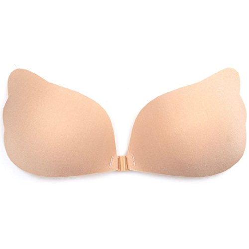 heekpek® Mujeres Sujetador Adhesivo Push-Up Sin Tirantes Cazuelas Adhesivas de Silicona (Beige, D)