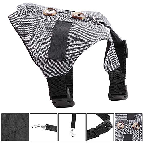 HEEPDD Conjunto de arnés y Correa para Conejos Chaleco Conejito Estilo Caballero con decoración de Botones Pequeño Animal Arnés Suave Ajustable para Caminar Trotar(S)