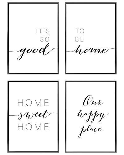 Heimlich Cuadros Decorativos - Decoración Colgante para Paredes de Sala, Dormitorios y Cocina - Arte Mural a Juego Hogar y Oficina - 4 x A4 (21x30cm) | Sin Marcos » Home «