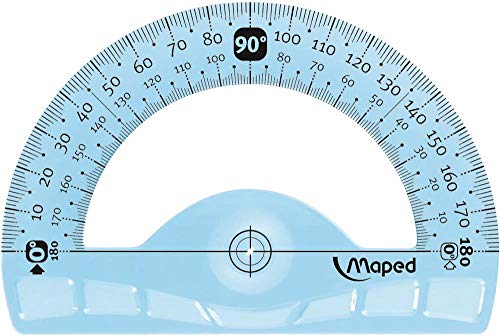 Helit Maped M244304 - Juego de regla, escuadra, cartabón y transportador de ángulos, colores surtidos (azul y verde)